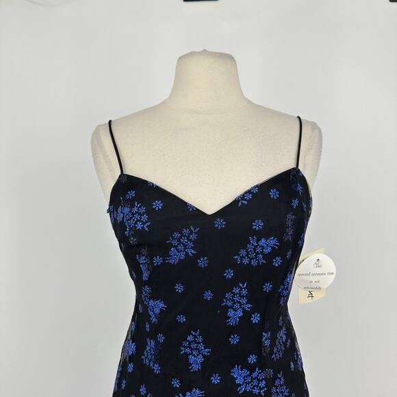 Vintage 90s Y2K Prom Fairy Goth Dress S Black Purple Glitter Floral Mesh Gown - Picture 5 of 13